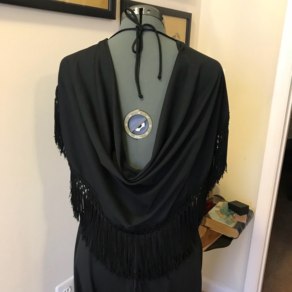 💔SOLD💔Vintage 70's gown with fringed cape - Picture 3 of 4